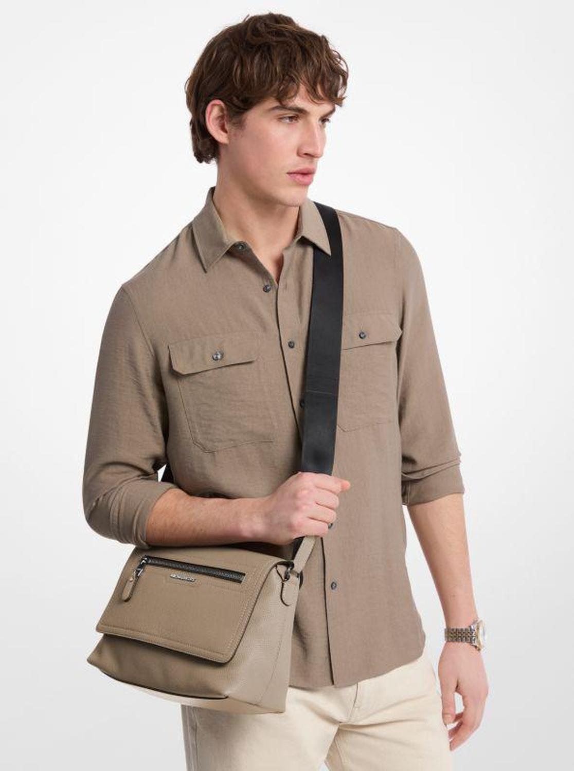 Hudson Small Pebbled Leather Messenger Bag