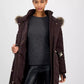 Women's Faux-Fur-Trim Hooded Belted Puffer Coat