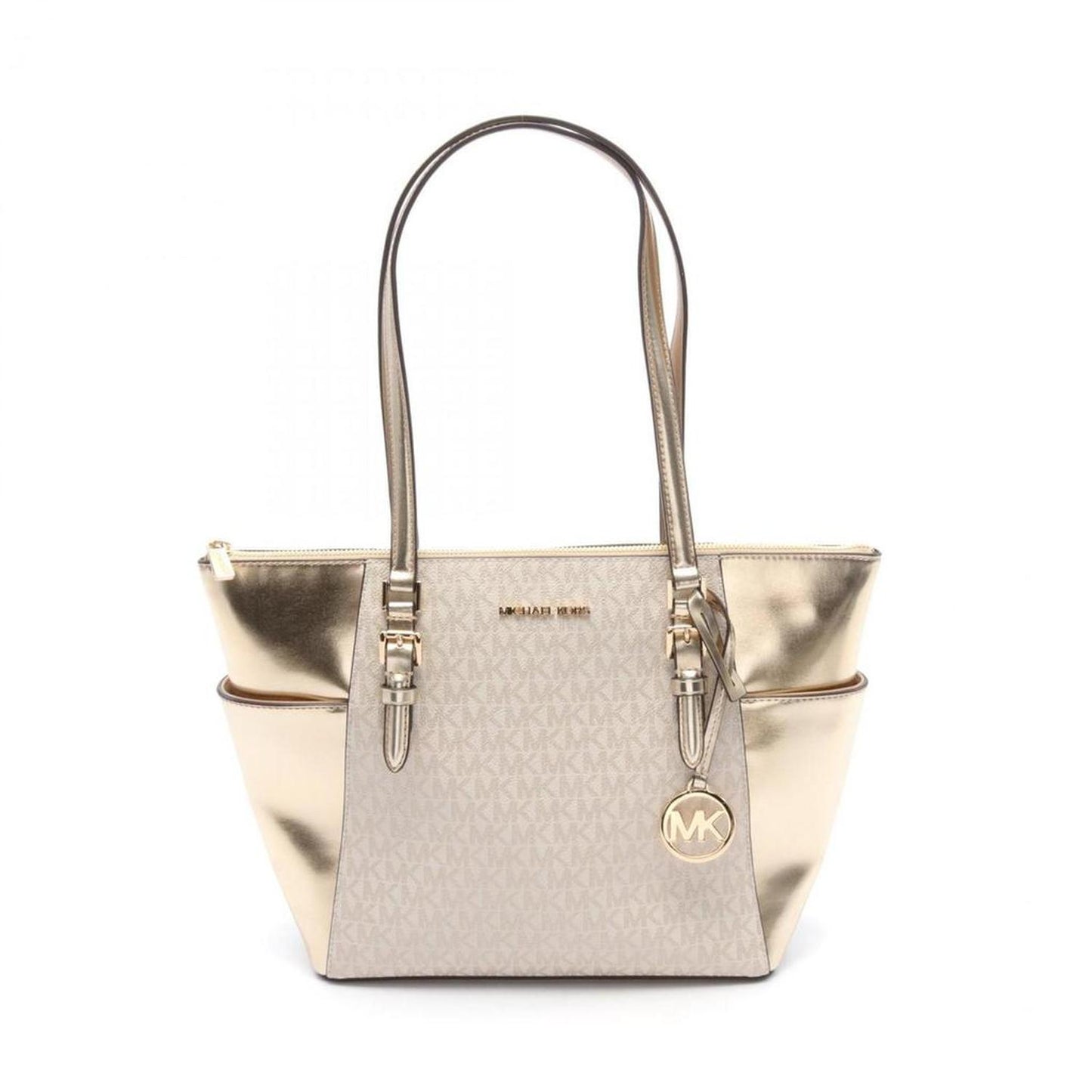 gold Coated Canvas Leather Tote Bag (Pre-Owned)