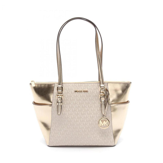 gold Coated Canvas Leather Tote Bag (Pre-Owned)