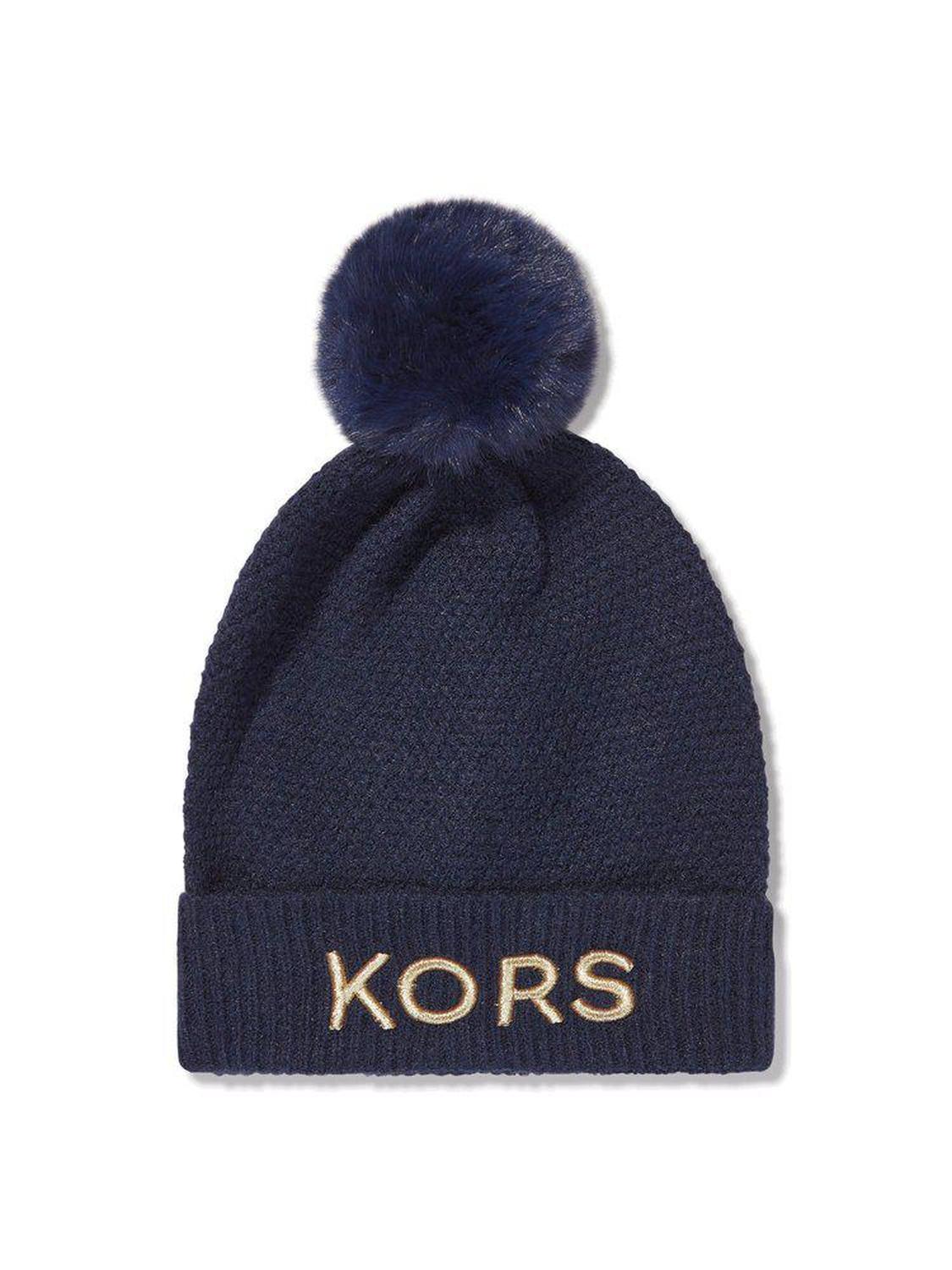 Michael Kors Kids Logo Embroidered Pompom Detailed Knitted Beanie