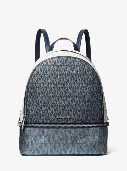 Rhea Medium Metallic Signature Logo Backpack