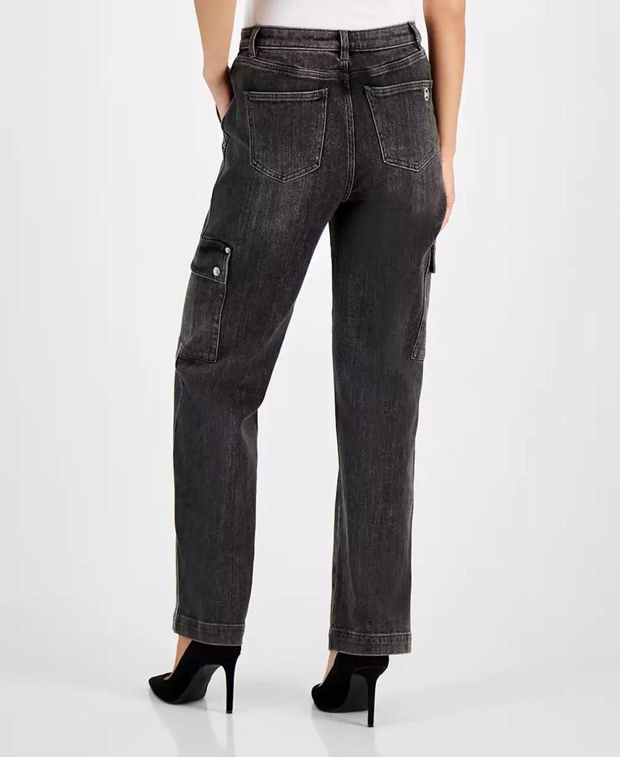 MICHAEL Women's High-Rise Faded Cargo Jeans
