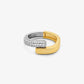 Precious Metal-Plated Sterling Silver and Pavé Ring