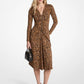 Leopard Print Matte Jersey Ruched Dress