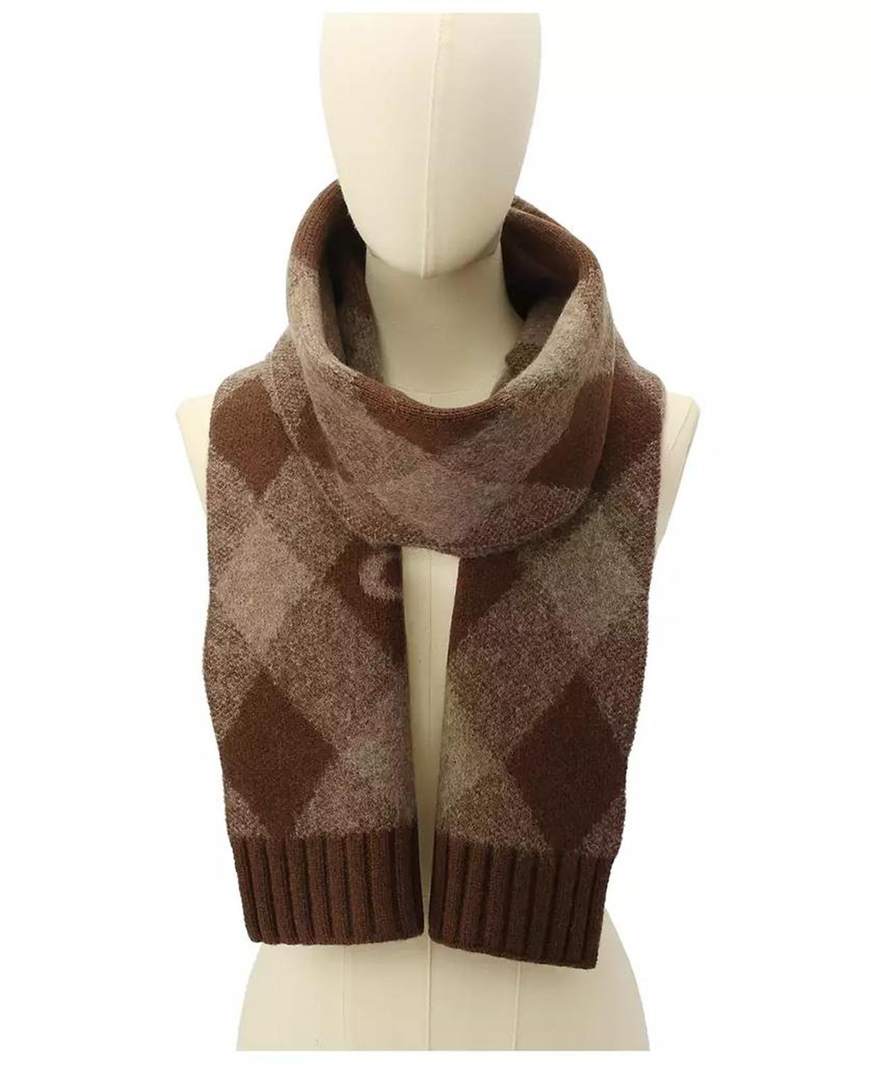 Argyle Knit Stretch-Fit Muffler