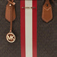 Michael Kors Signature Coated Canvas And Leather Large Logo Stripe Eva Tote