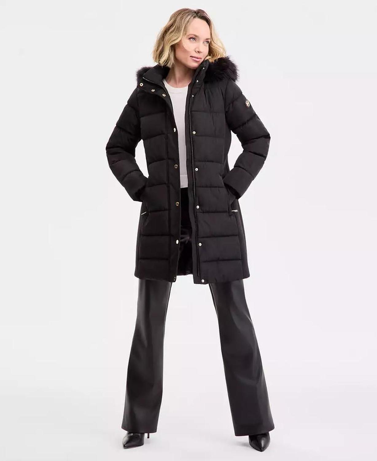 Women's Faux-Fur-Trim Hooded Puffer Coat, Exclusively at Macy's