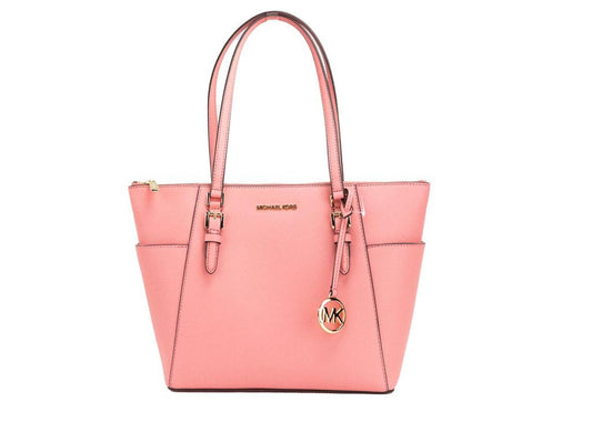 Michael Kors Charlotte Tea Rose Signature PVC TZ Shoulder Tote Handbag Women's Purse