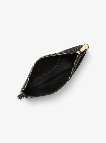 Jet Set Medium Leopard Print Calf Hair and Leather Wristlet