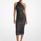 Metallic Nylon Blend One-Shoulder Dress