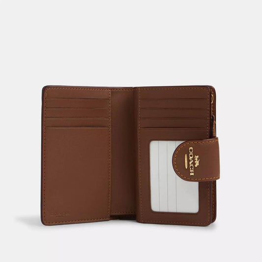 Coach Outlet Medium Corner Zip Wallet In Signature Canvas With Floral Print