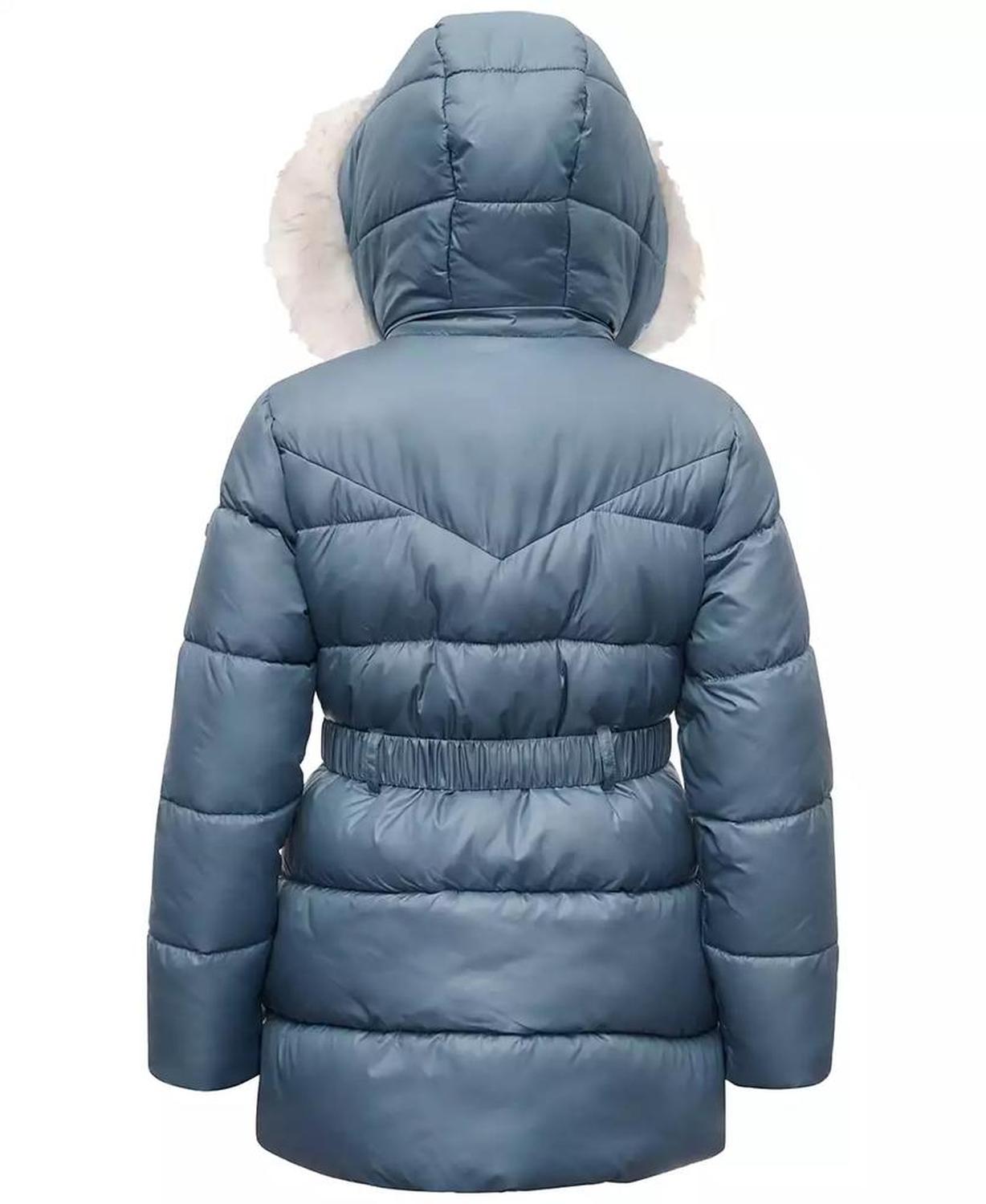 Michael Kors Toddler & Little Girls Belted Stadium Puffer Jacket with Faux-Fur Trim