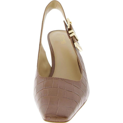Darrington Womens Leather Square Toe Slingback Heels