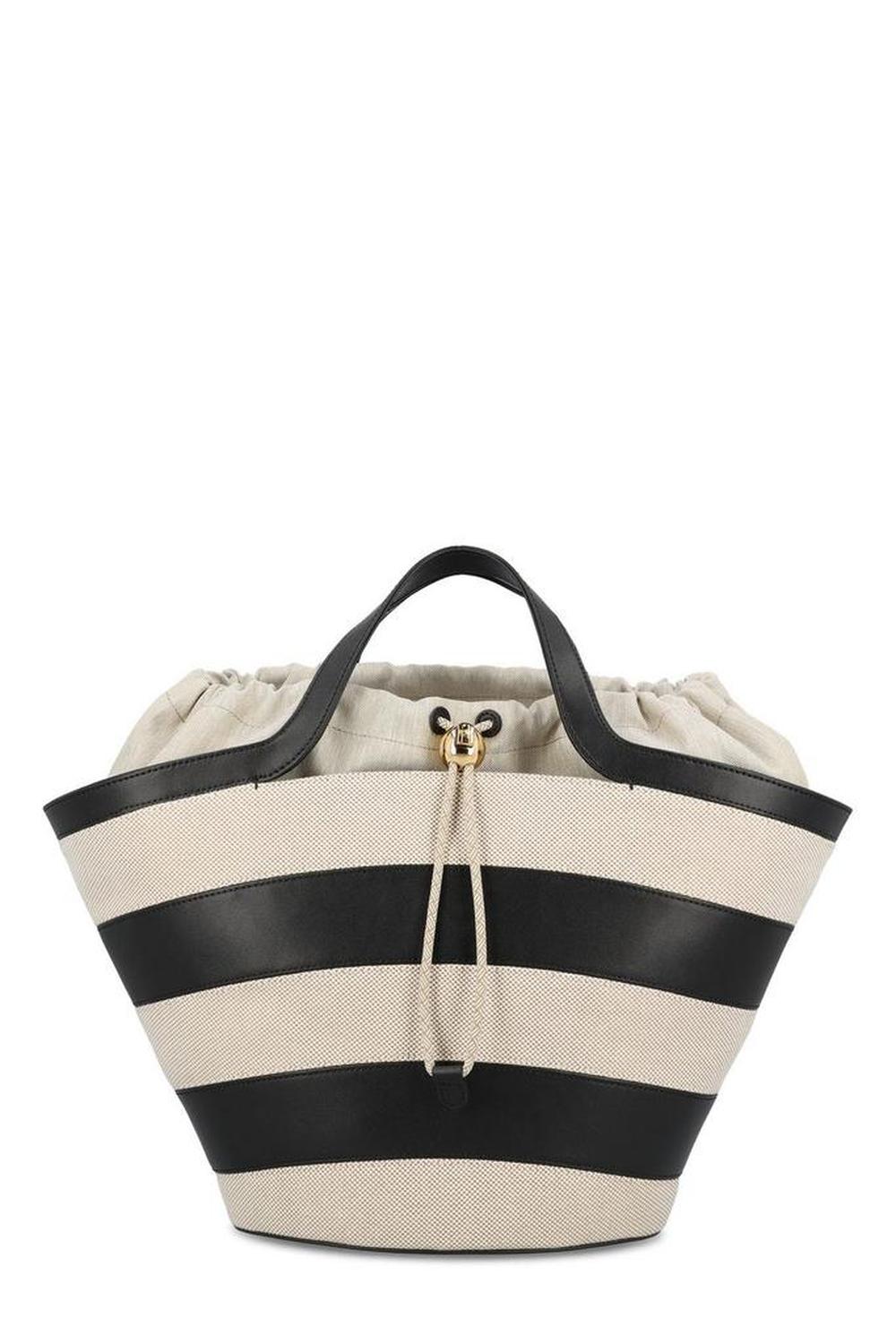 Furla Striped Drawstring Tote Bag