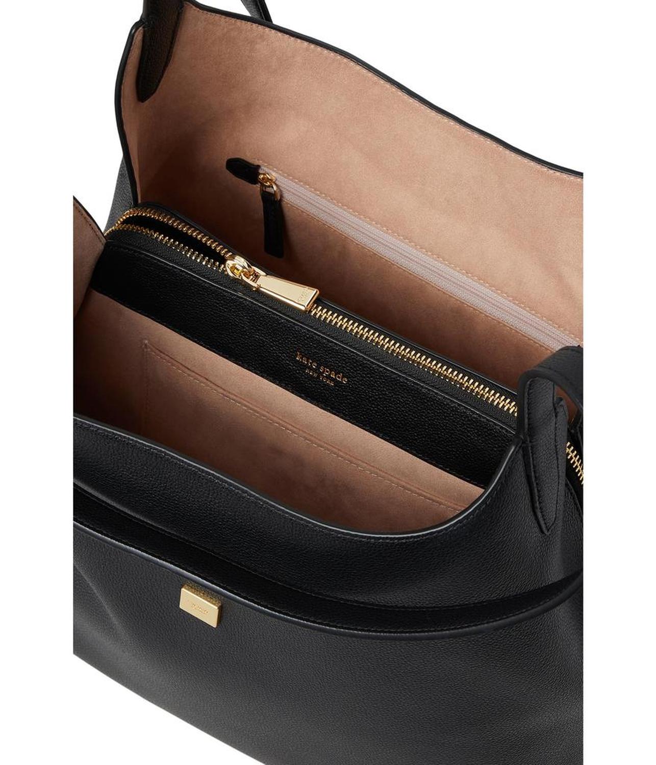 Deco Pebbled Leather Large Shoulder Bag