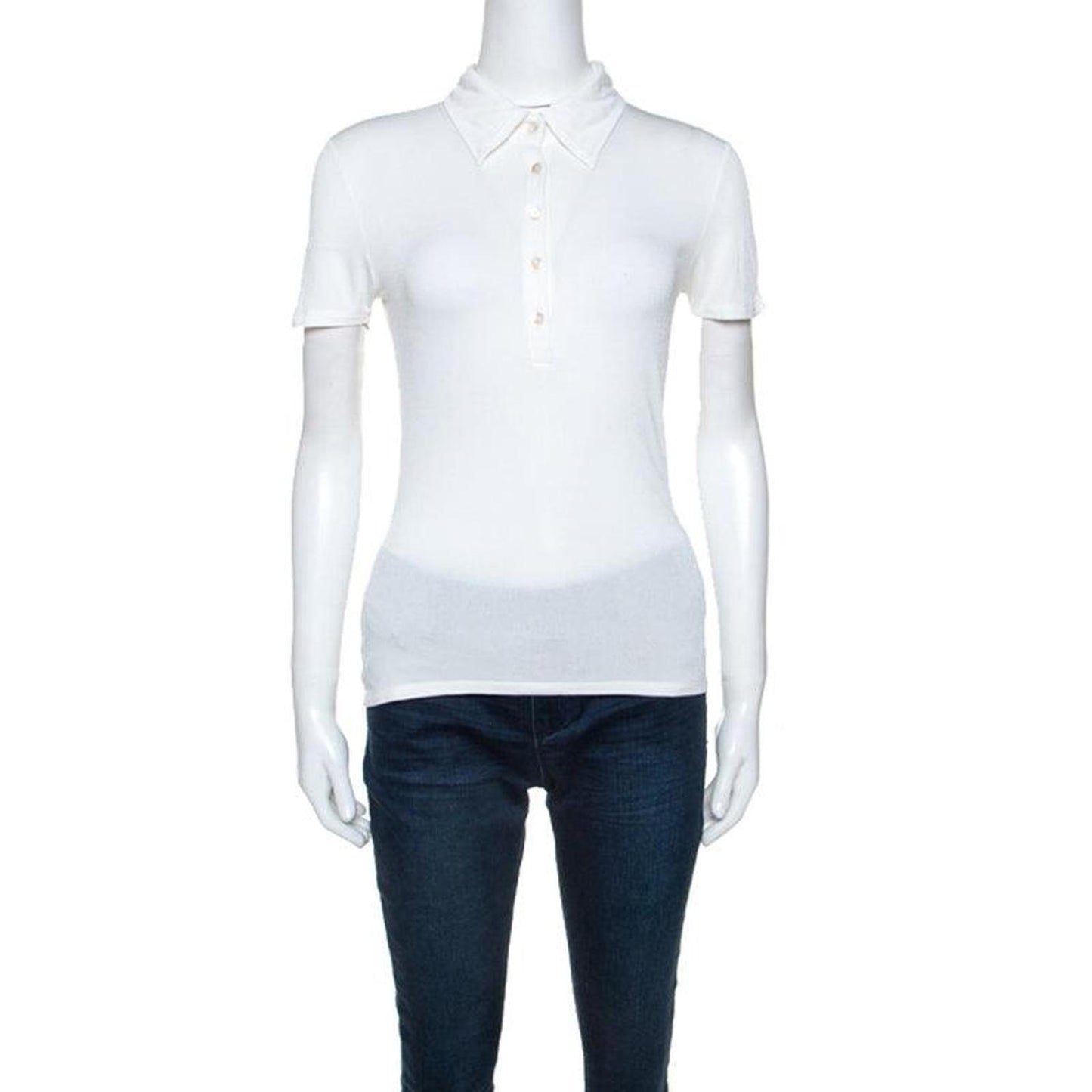White Jersey Collared T-Shirt M