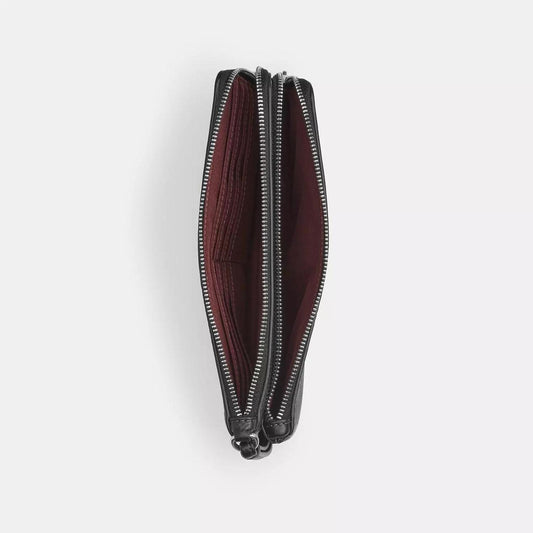 Double Zip Wallet With Bow Print
