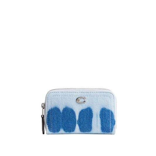 Women's Small Zip Around Card Case with Tie-Dye Leather Wallet