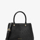 Flora Medium Signature Logo and Leather Satchel