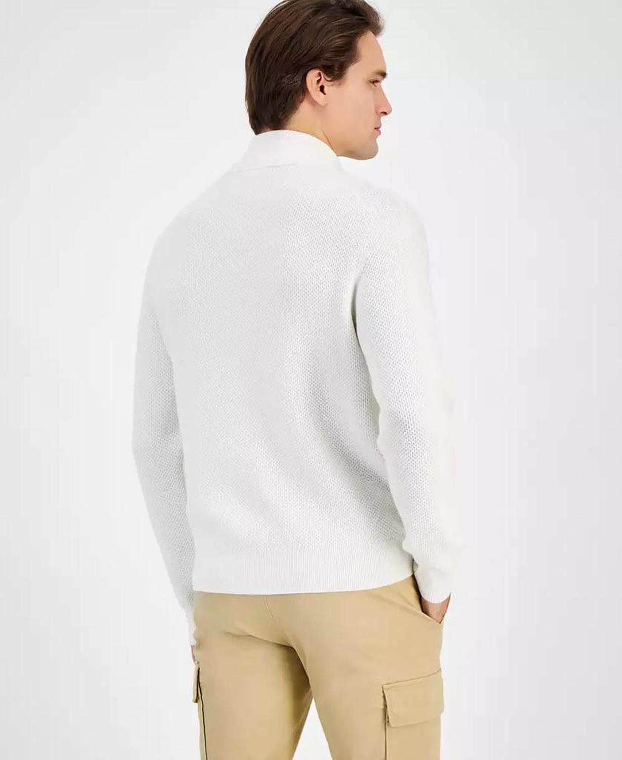 Men's Modern-Fit Honeycomb-Knit Full-Zip Cardigan