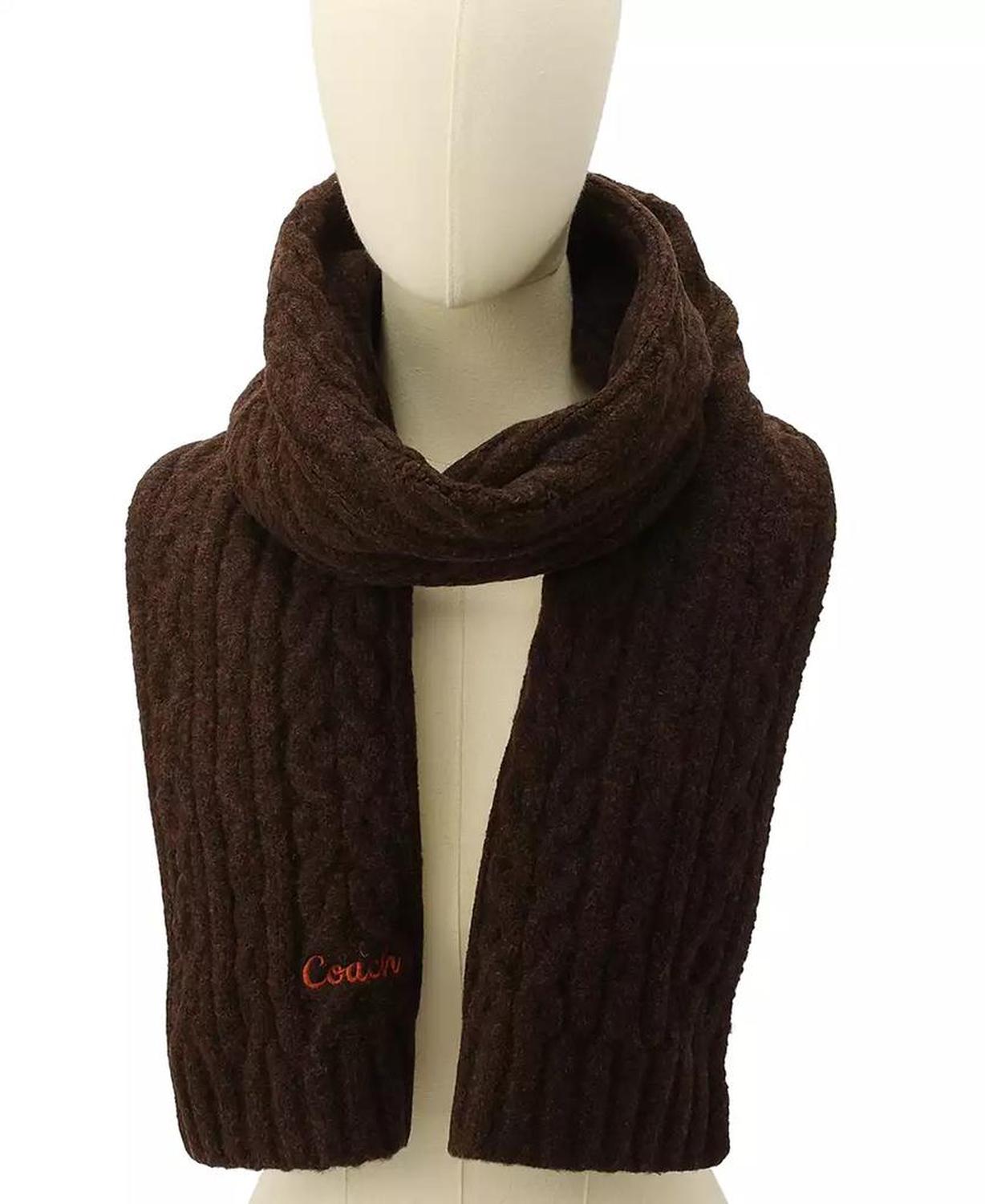 Women's Embroidered Cable-Knit Muffler Scarf