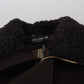 Dolce & Gabbana Elegant Dark Brown Shearling Coat Jacket