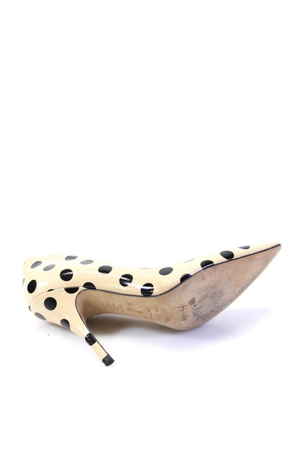 Kate Spade New York Womens Polka Dot Pointed Toe Pumps Beige Black