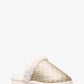 Liddy Metallic Signature Logo and Faux Fur Slipper