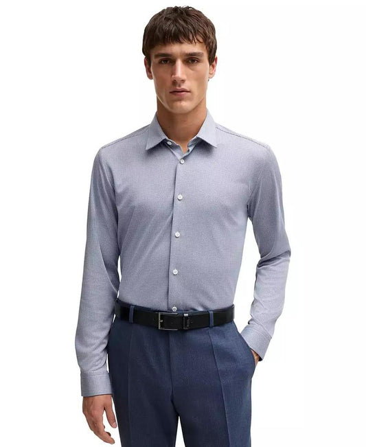 Men's Patterned Performance Slim-Fit Dress Shirt