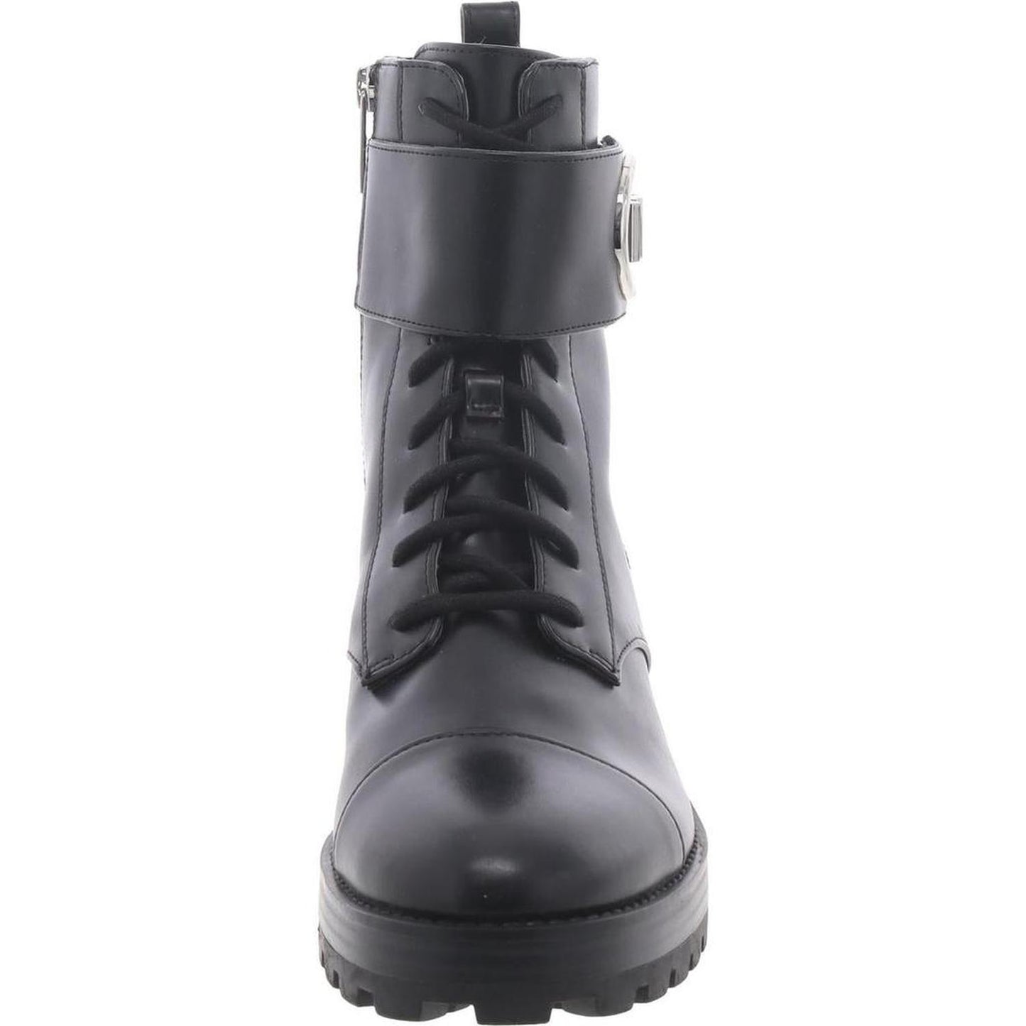 Womens Faux Leather Solid Mid-Calf Boots