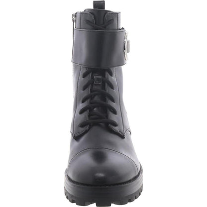 Womens Faux Leather Solid Mid-Calf Boots