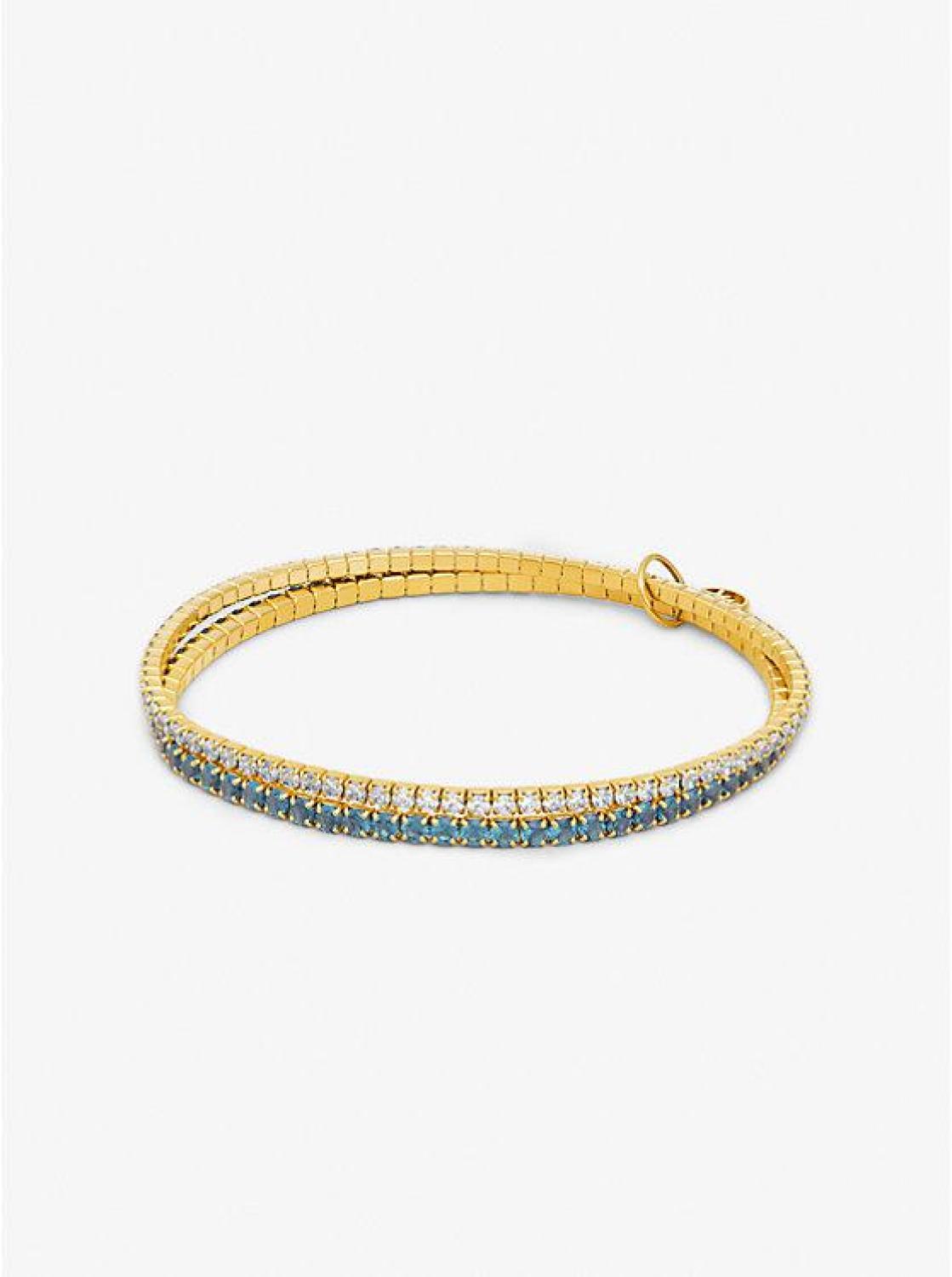 Precious Metal-Plated Brass Double Wrap Tennis Bracelet