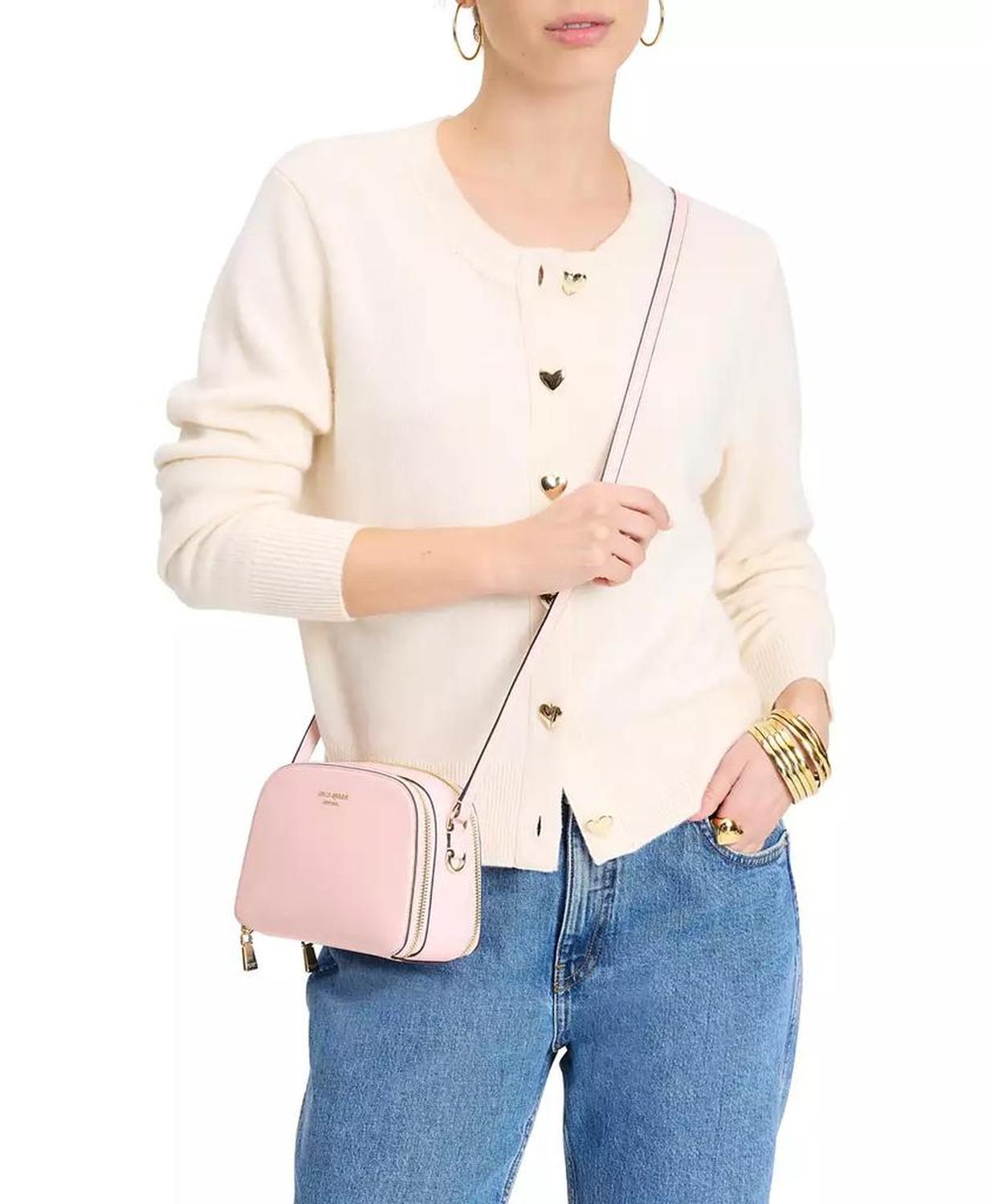 Devin Saffiano Leather Double Zip Dome Crossbody Bag