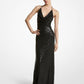 Hand-Embroidered Sequin Viscose Cowl Gown