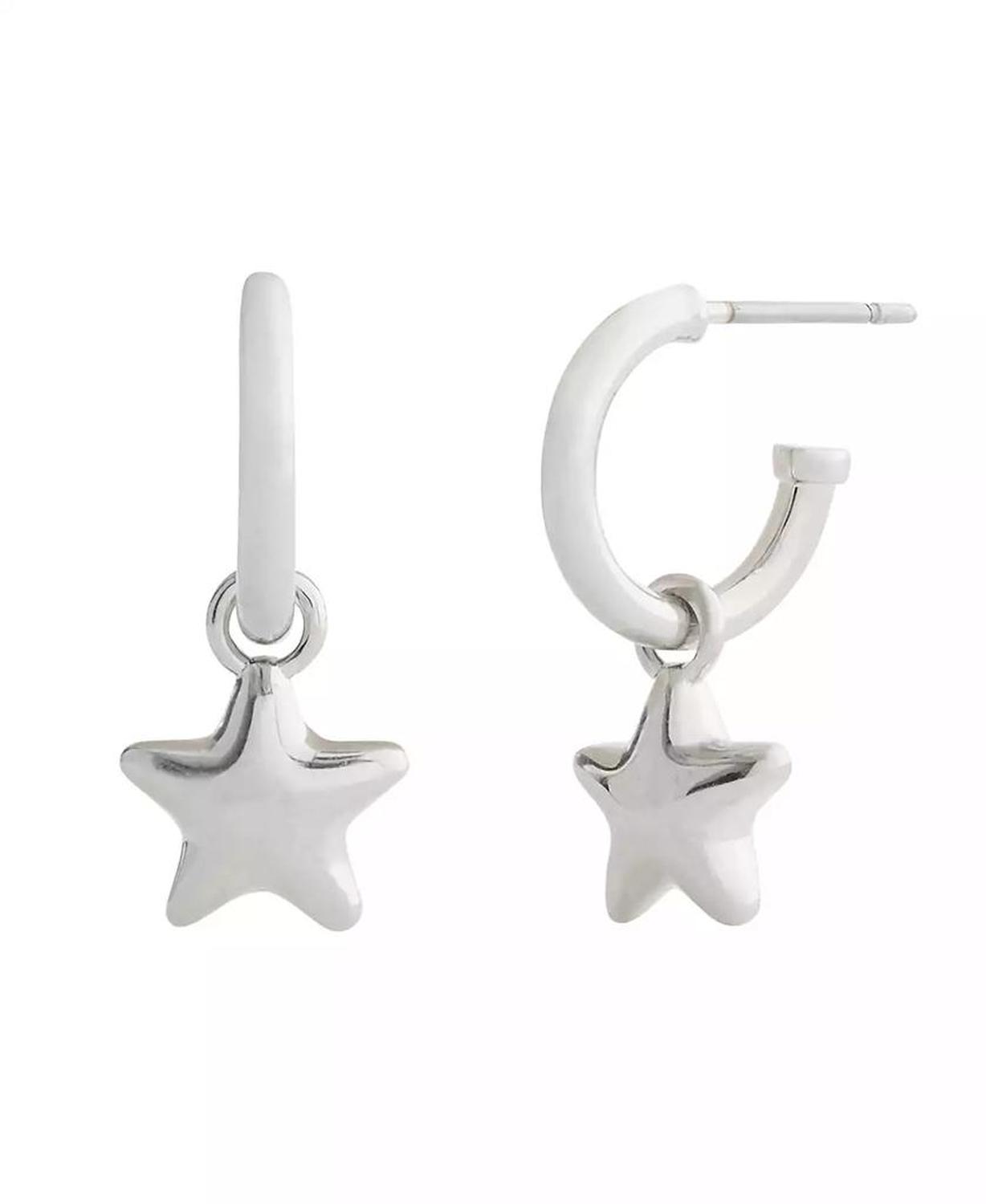 Minimal Star Huggie Drop Earrings