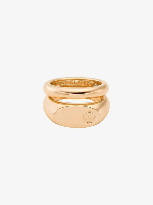 Logo Engraved Double Layered Signet Ring