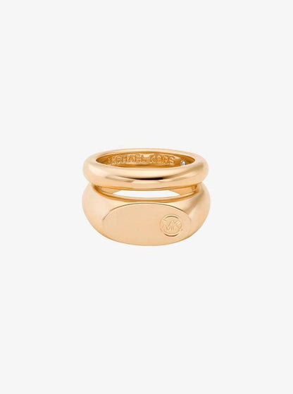 Logo Engraved Double Layered Signet Ring