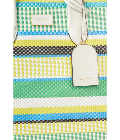 Manhattan Striped Woven Straw Large Tote