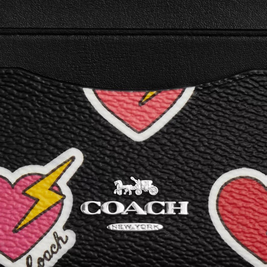 Slim Id Card Case With Heart Bolt Print