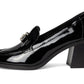 Deco Bow Patent Leather Heeled Loafers