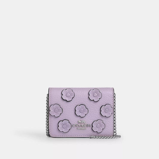 Mini Wallet On A Chain With Floral Applique