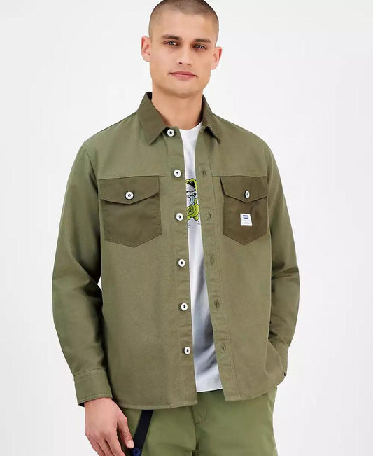 Men's Ebrido Relaxed Fit Long Sleeve Button-Front Overshirt