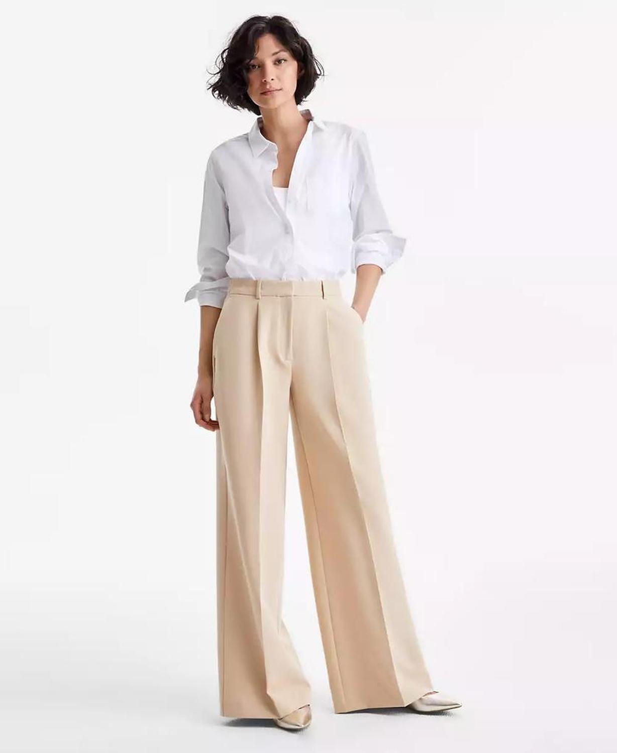 Women's Creased High-Rise Wide-Leg Trousers
