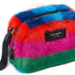 Puffed Striped Faux Fur Small Crossbody
