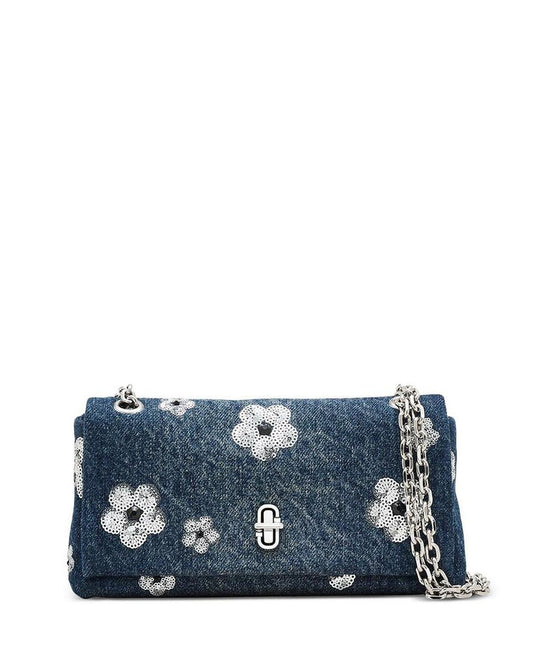 The Sequin Daisy Denim Dual Chain Wallet