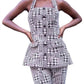 Plaid Pant Set In Black/white