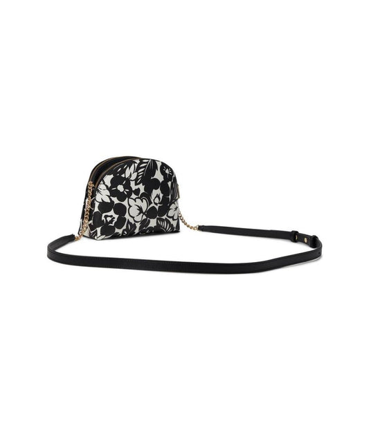 Morgan Tropical Foliage Printed Pvc Double Zip Dome Crossbody