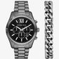 Oversized Lexington Gunmetal Watch and Bracelet Gift Set