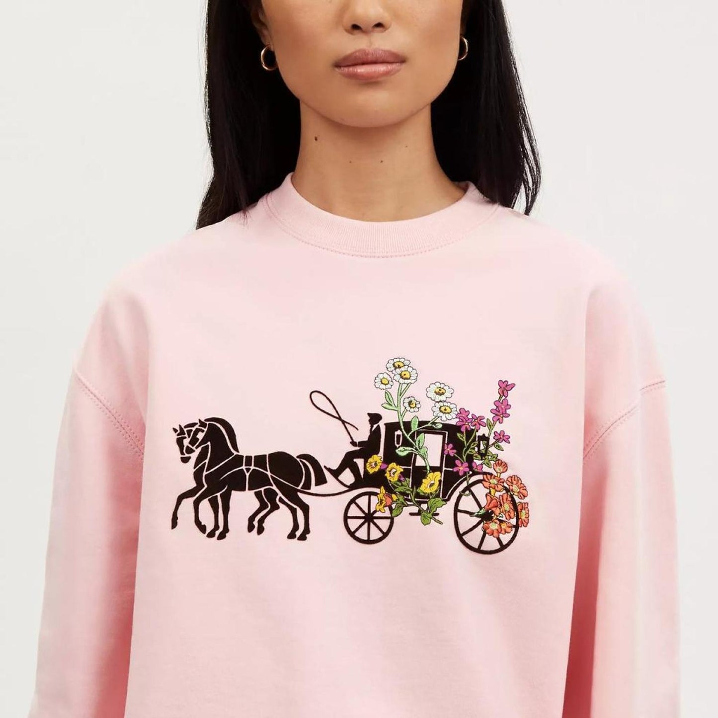 Coach Outlet Garden Floral Horse And Carriage Crewneck